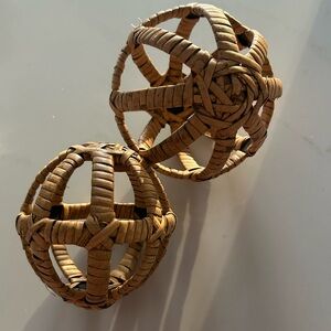 Woven Rattan Decorative Spheres - Brown